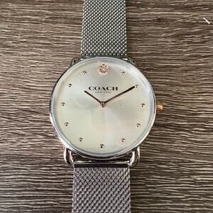 Coach NIB Women's Elliot Silver Stainless Steel Mesh Bracelet Watch 36mm